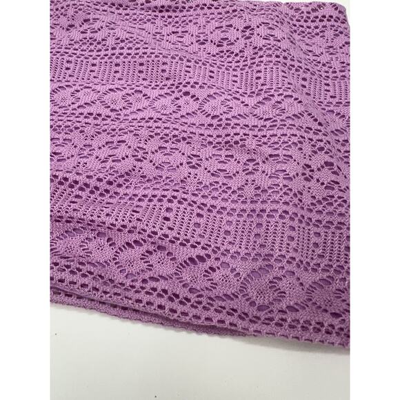 Unbranded Womens Scarf One Size Vibrant Orchid Purple Infinity Scarf Eyelet Lace - Picture 3 of 10